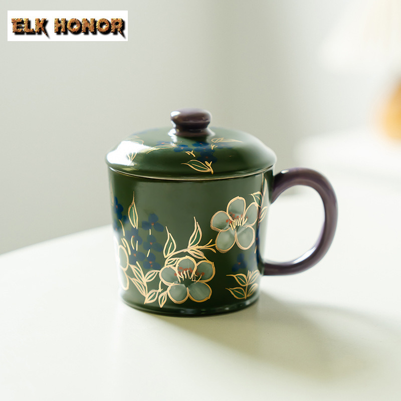 Coffee Jasmine Tea - 300ml Cangkir Kopi Lukisan Tangan Motif
