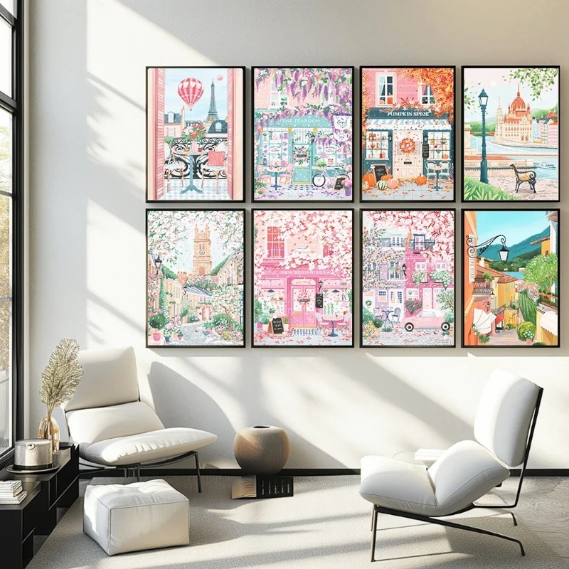 Coffee Tea Pictures - Poster Perjalanan Paris London Hongaria dan