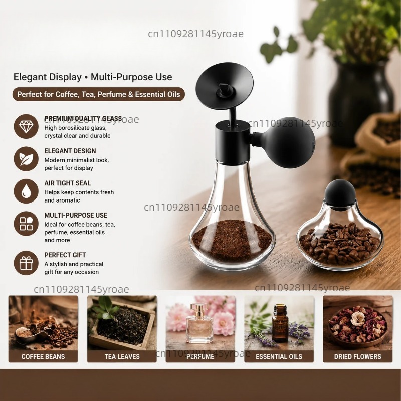 Coffee Bean & Tea Menu - Botol Sampel Aroma Kaca, Wadah Pajangan