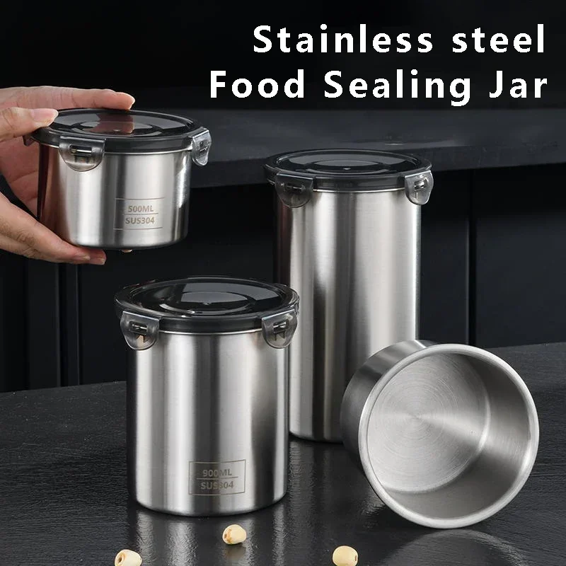 Coffee Tea And Sugar Canisters - Wadah makanan Stainless Steel, wadah makanan