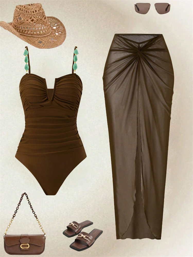 Coffee Tea Weight Loss - Set Baju Renang Wanita Vintage Coffee