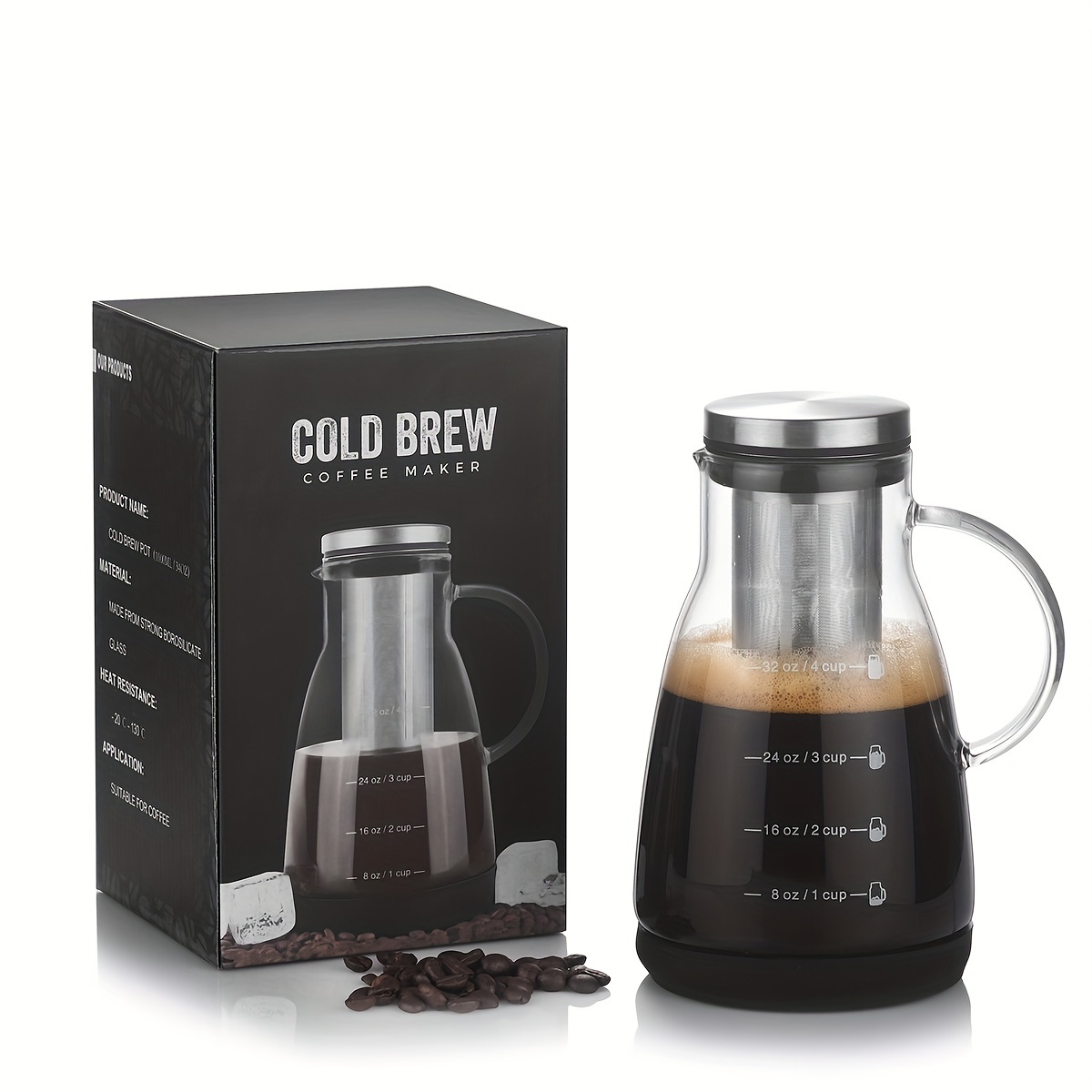 Coffee Tea Brew - Pitcher Kopi Dingin Klasik 24oz, Pembuat