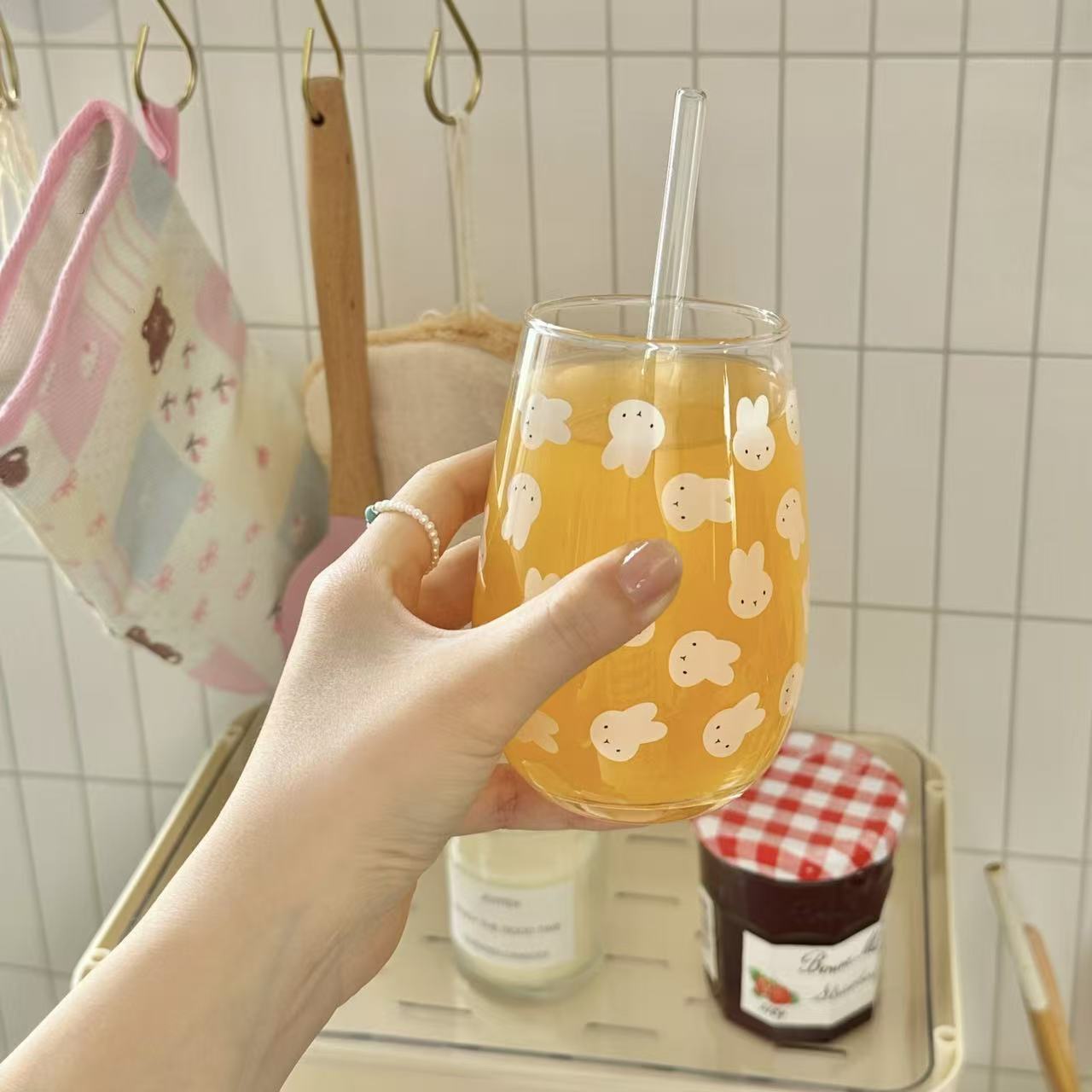 Gelas Kaca Bermotif Kelinci Mi - Coffee Tea Milk ulasan dan harga