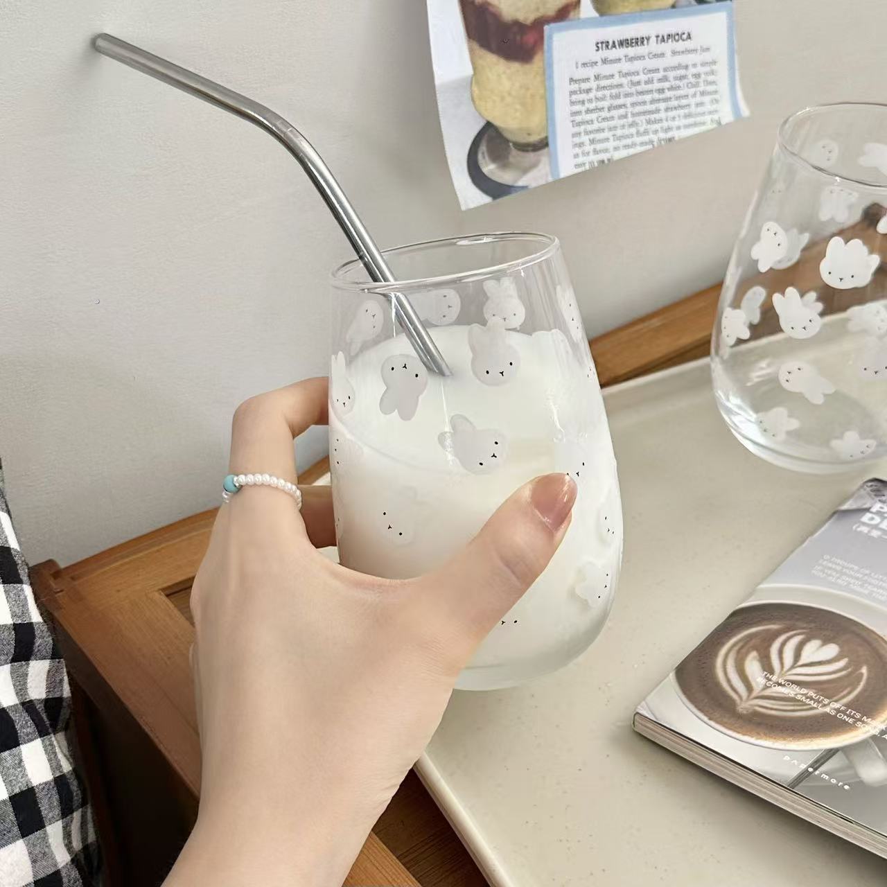 Gelas Kaca Bermotif Kelinci Mi - Coffee Tea Milk ulasan dan harga