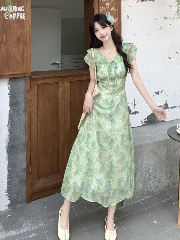 Gaun Maxi Motif Bunga Wanita M - Coffee Tea Weight Loss ulasan dan harga