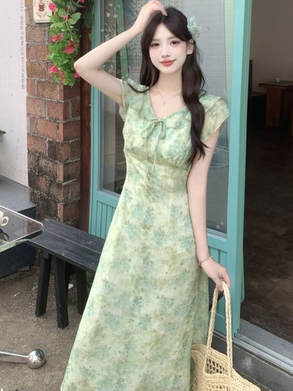 Gaun Maxi Motif Bunga Wanita M - Coffee Tea Weight Loss ulasan dan harga