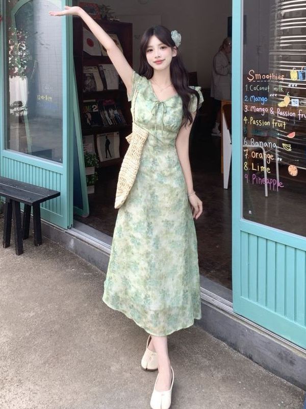 Gaun Maxi Motif Bunga Wanita M - Coffee Tea Weight Loss ulasan dan harga