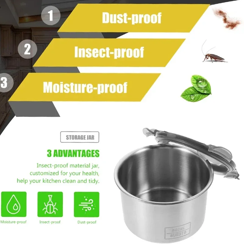 Wadah makanan Stainless Steel, - Coffee Tea And Sugar Canisters ulasan dan harga