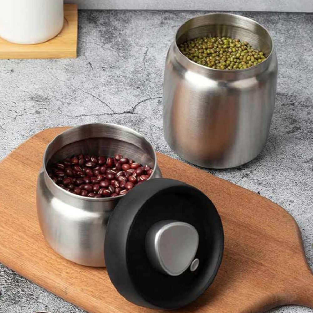 Stoples Vakum Baja Tahan Karat - Coffee Tea And Sugar Canisters ulasan dan harga