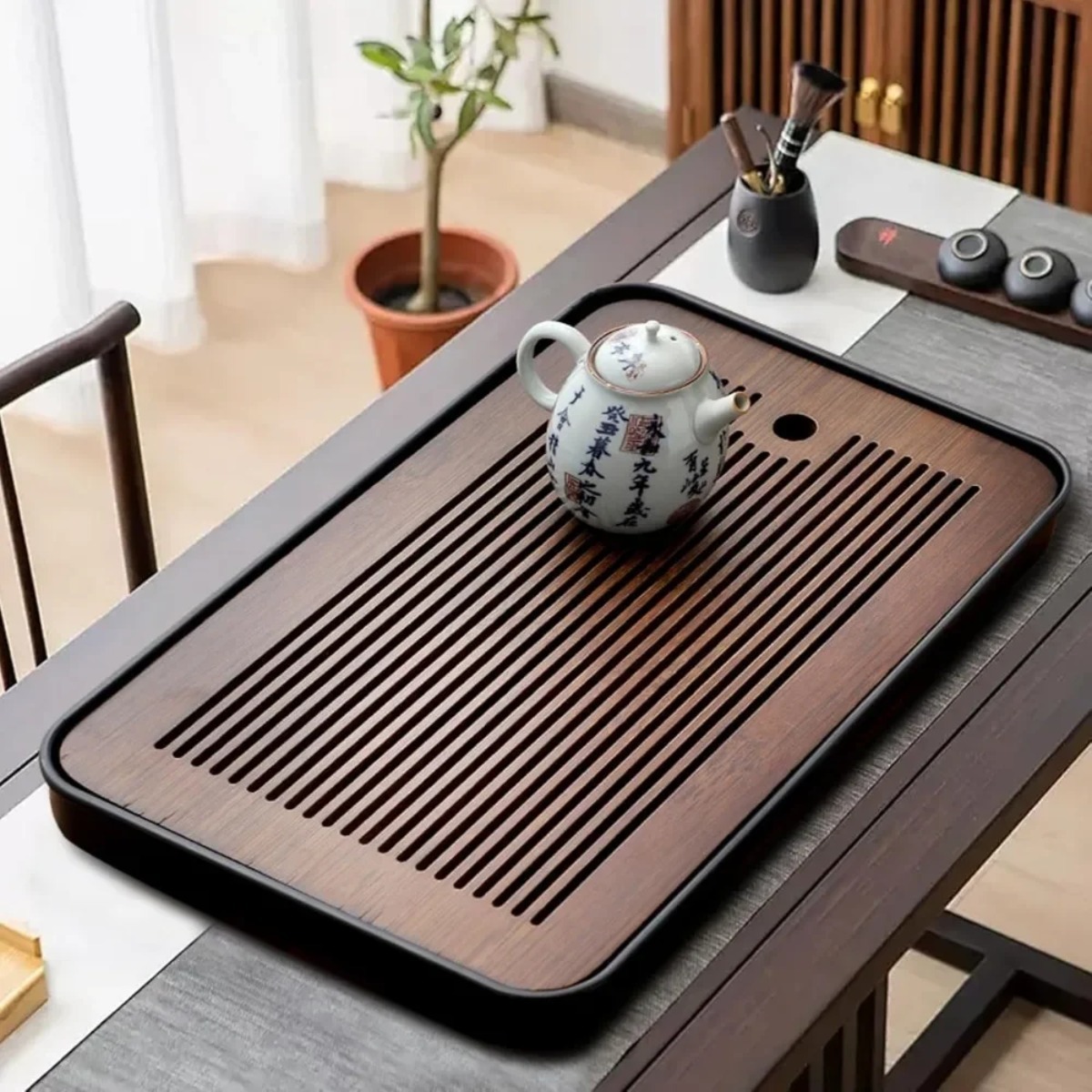 Meja Teh Bambu Portabel yang D - Bamboo Tea Tray ulasan dan harga