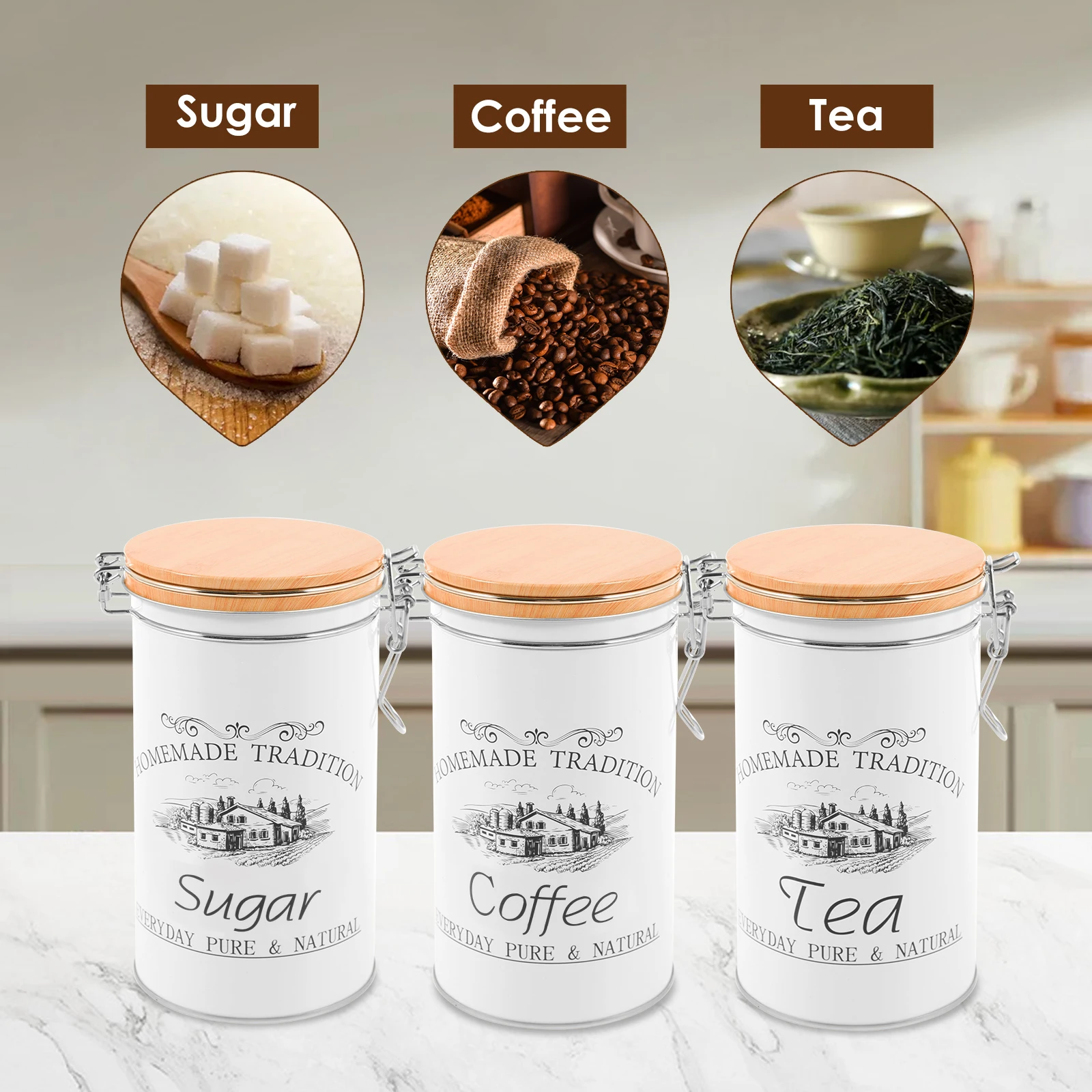 3 Buah/Set Kaleng Gula Kopi Te - Coffee Tea Sugar Canisters ulasan dan harga