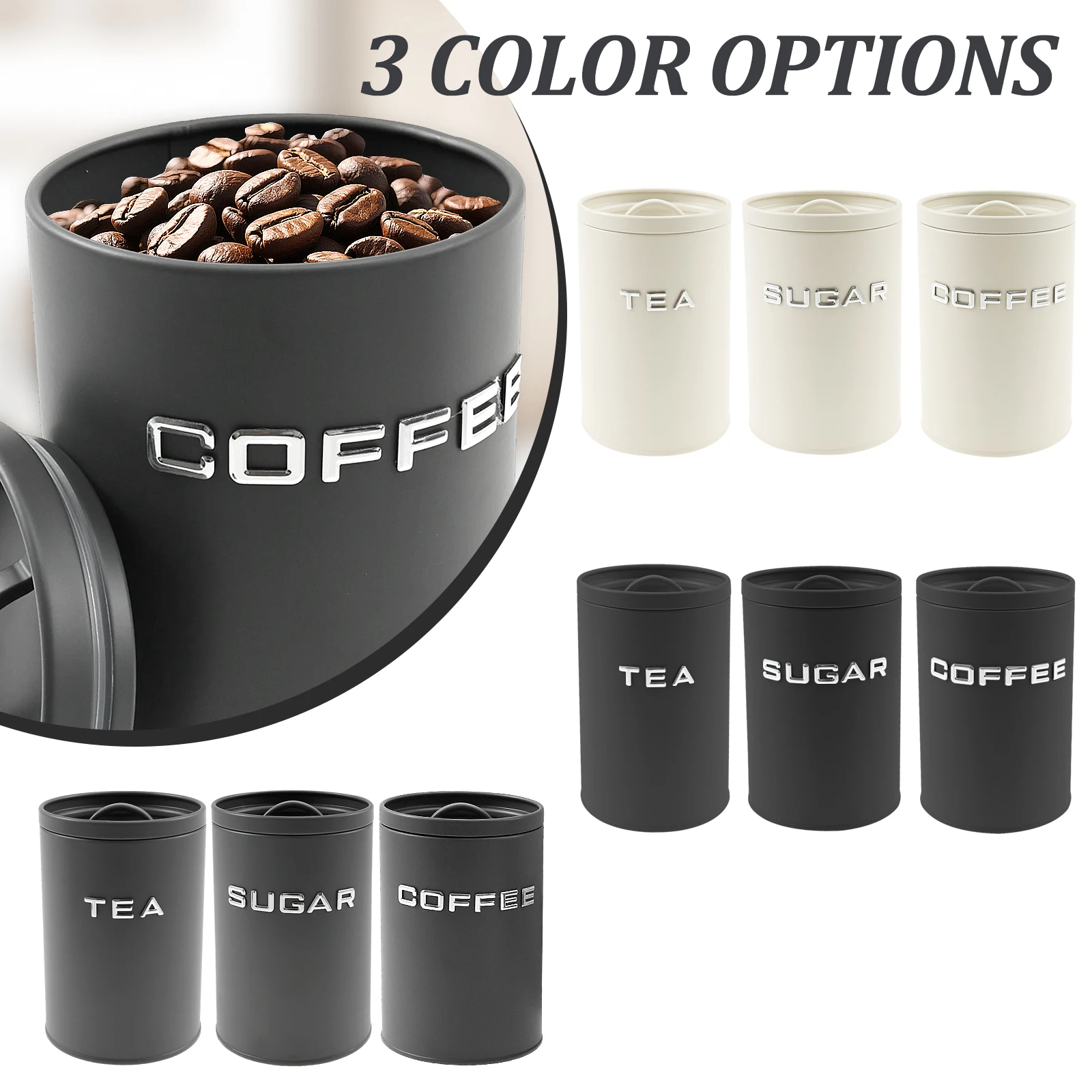 3 Pcs Stoples Logam Bulat untu - Coffee Tea And Sugar Canisters ulasan dan harga