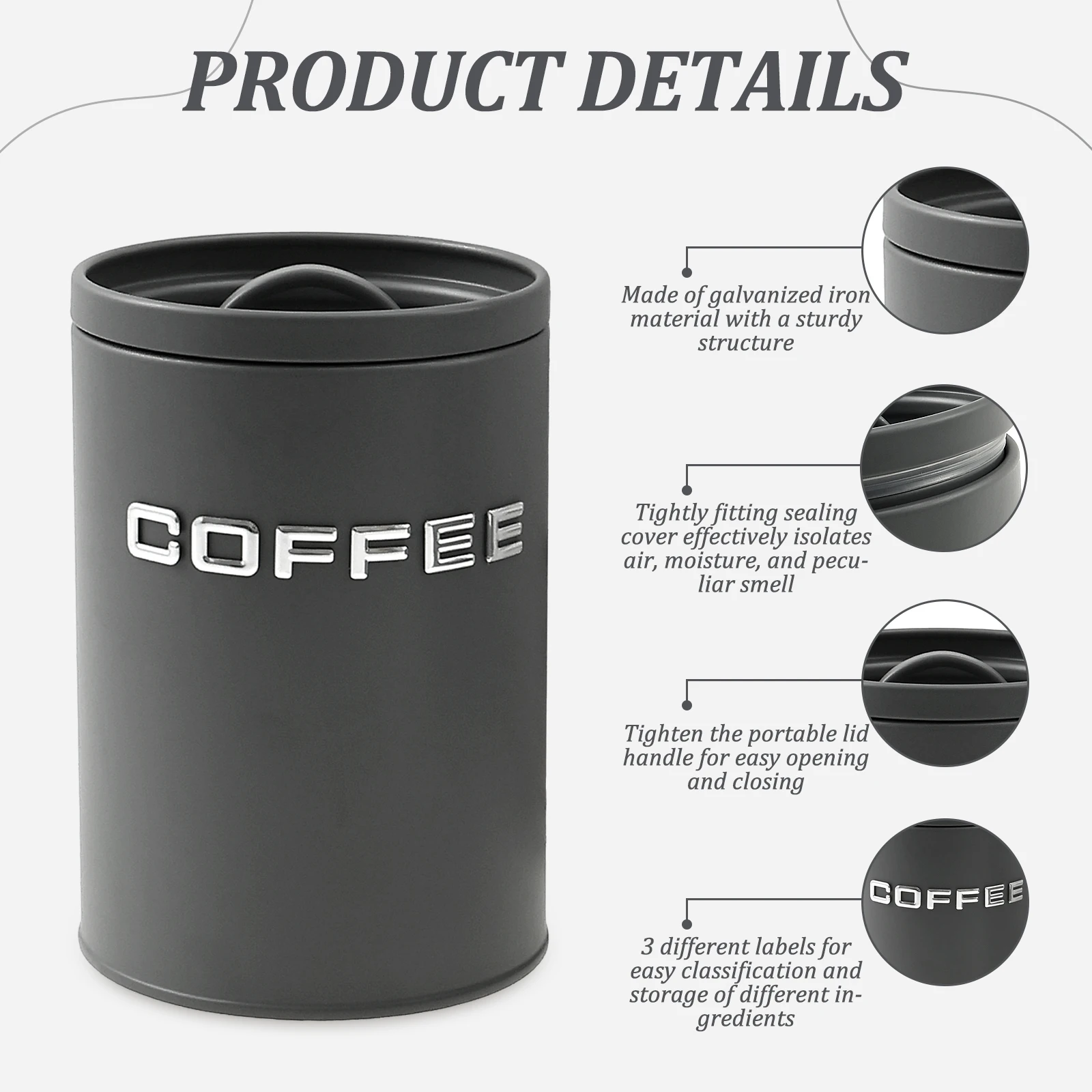 3 Pcs Stoples Logam Bulat untu - Coffee Tea And Sugar Canisters ulasan dan harga