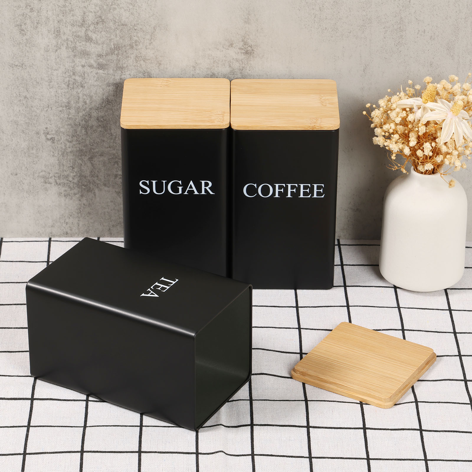 Toples Penyimpanan Biji Kopi W - Coffee Tea Sugar Canisters ulasan dan harga