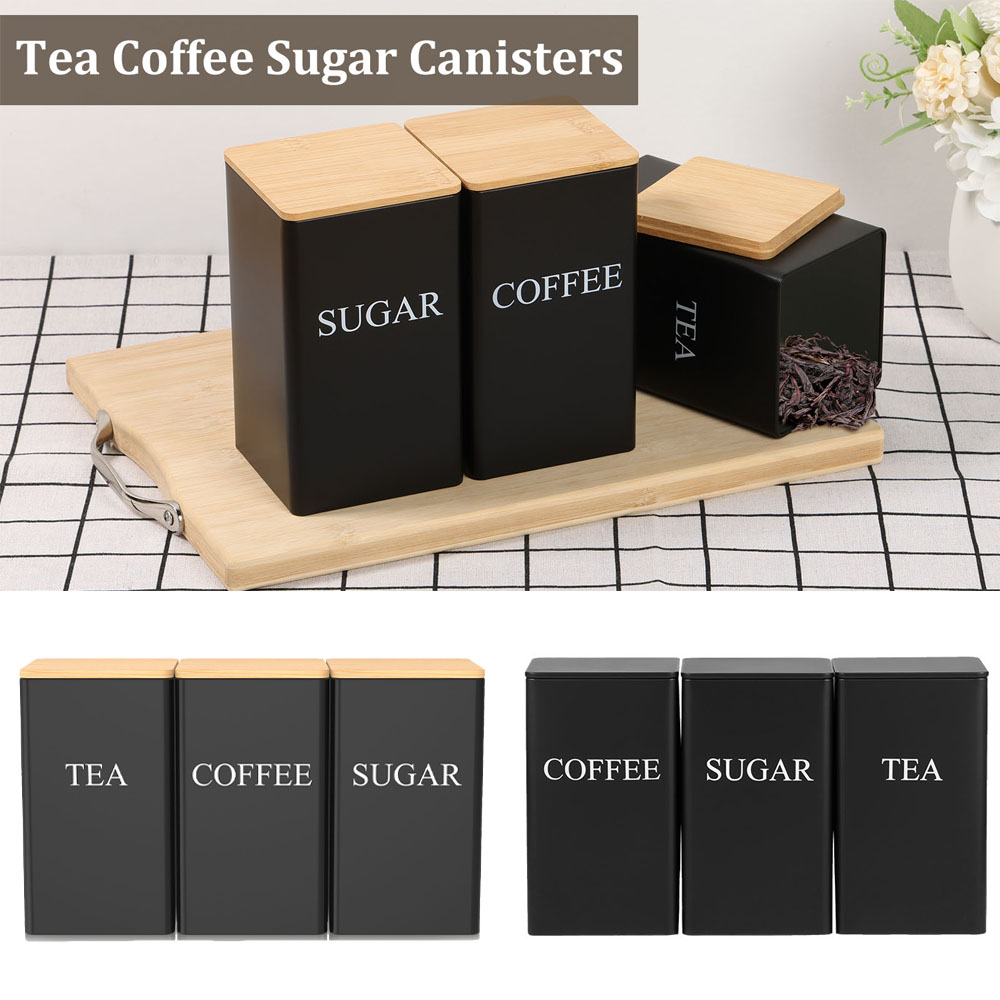 Toples Penyimpanan Biji Kopi W - Coffee Tea Sugar Canisters ulasan dan harga