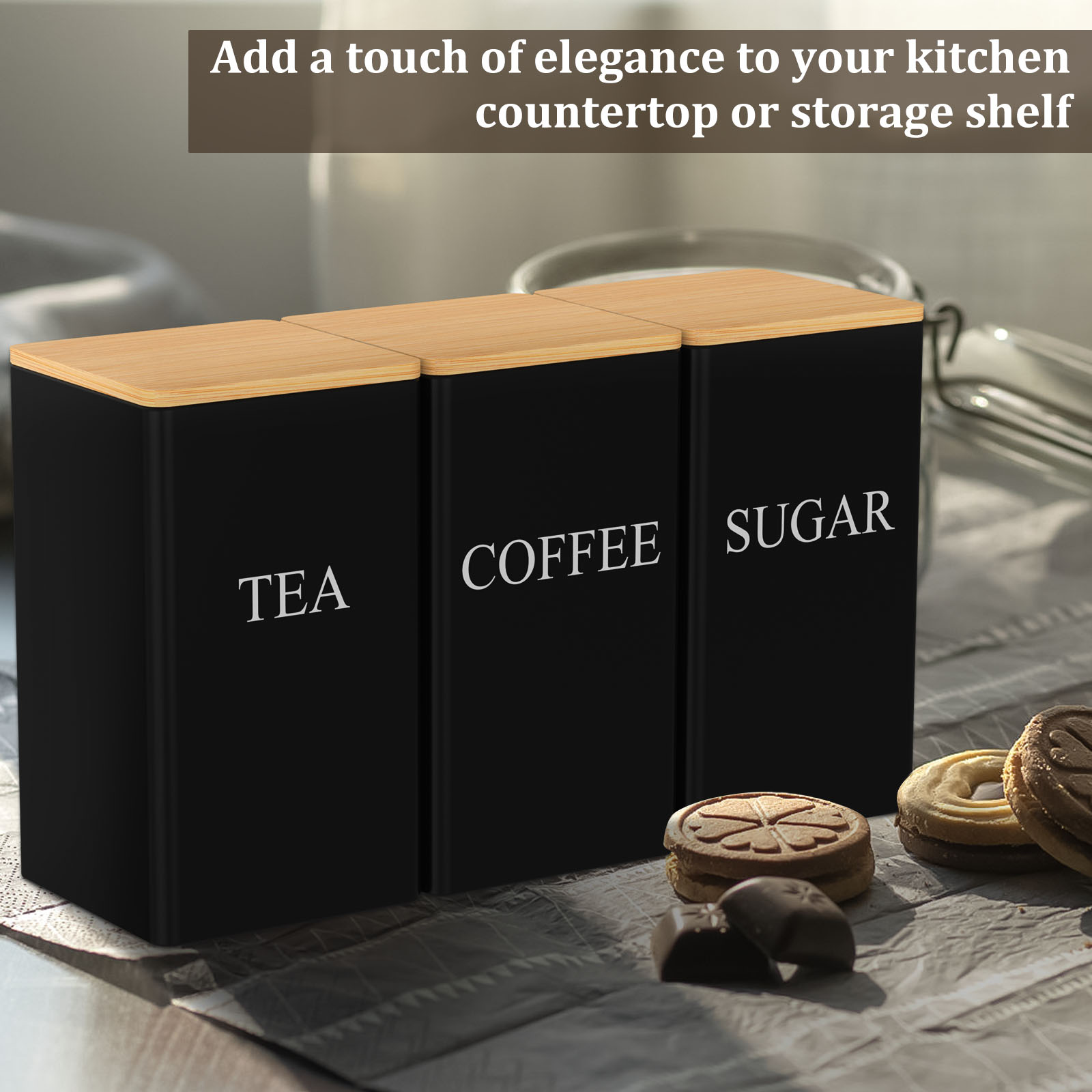 Toples Penyimpanan Biji Kopi W - Coffee Tea Sugar Canisters ulasan dan harga